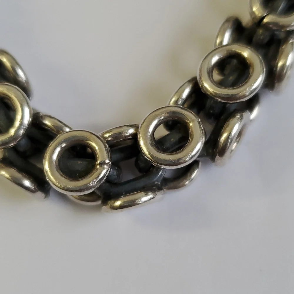 Sterling Silver 925 Circles and Linked Bracelet